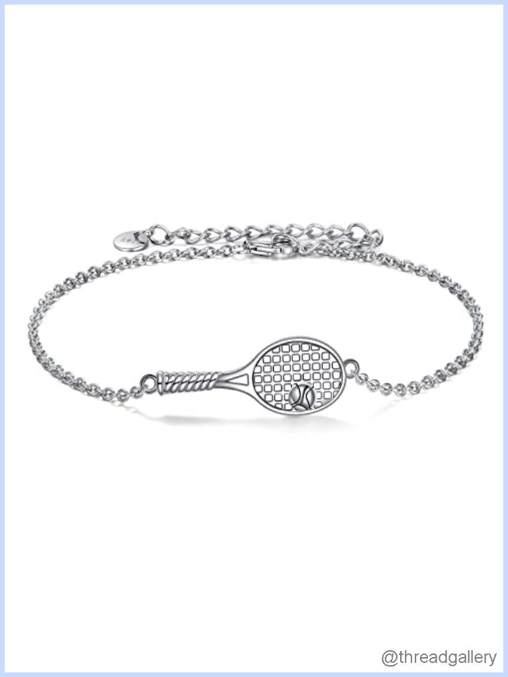 Sterling Silver Tennis Racket Bracelet Sports Gift for Women Men